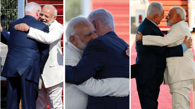 तीन बार मोदी के गले मिलकर हिंदी में बोले इजरायली PM- स्वागत है दोस्त